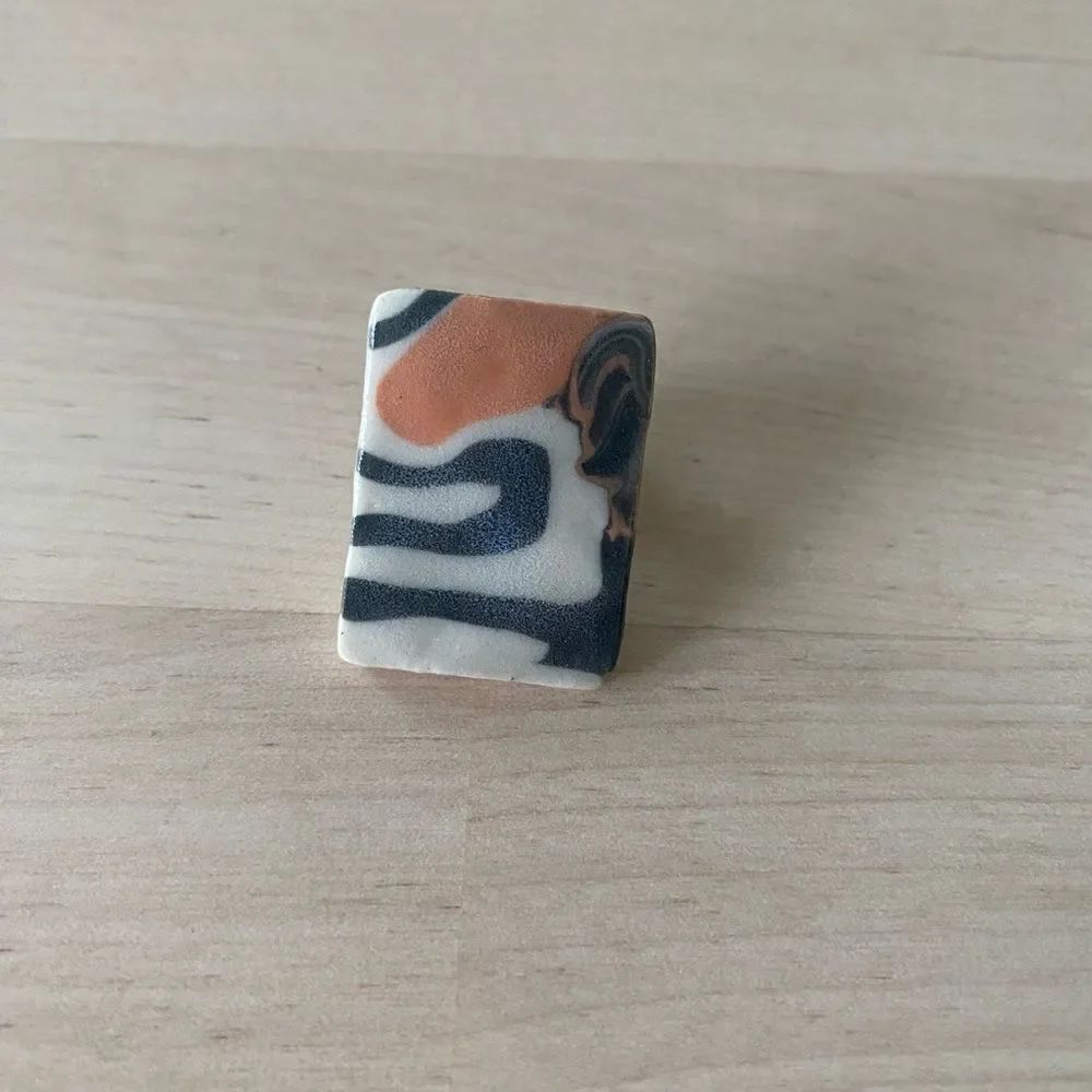 Glazed Ceramic Handmade Rectangular Pin